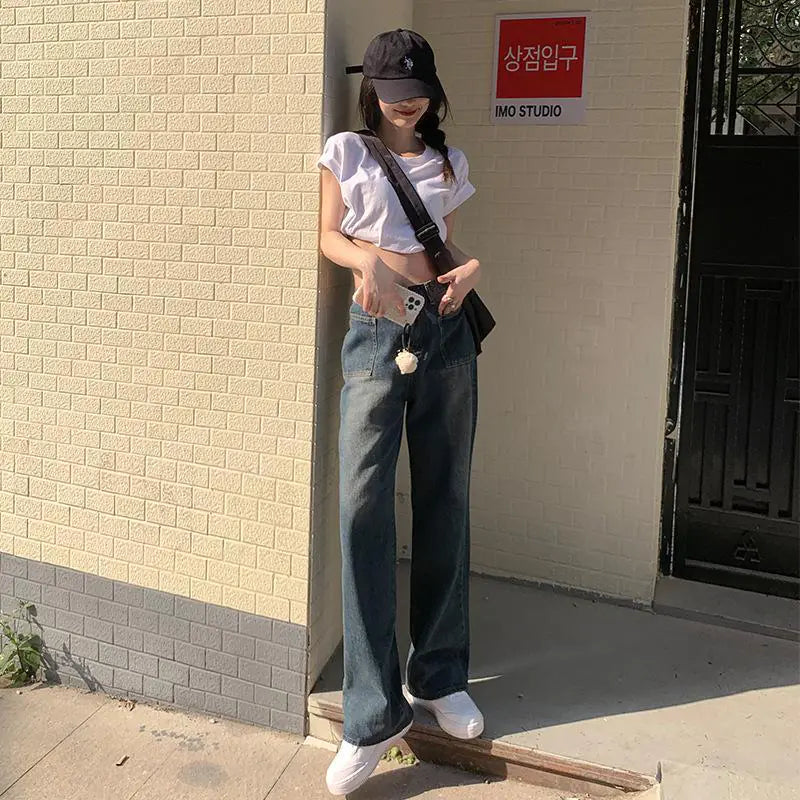 American Retro High Waist Jeans for Women
