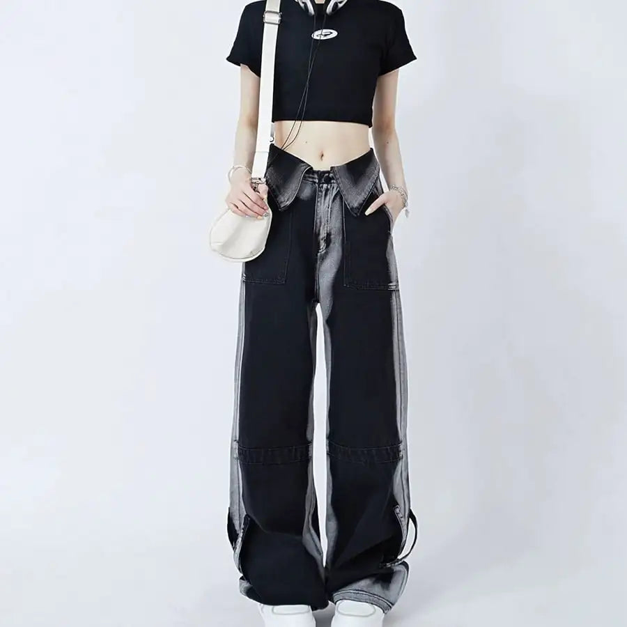 American-style Retro Cuffed Jeans for Women