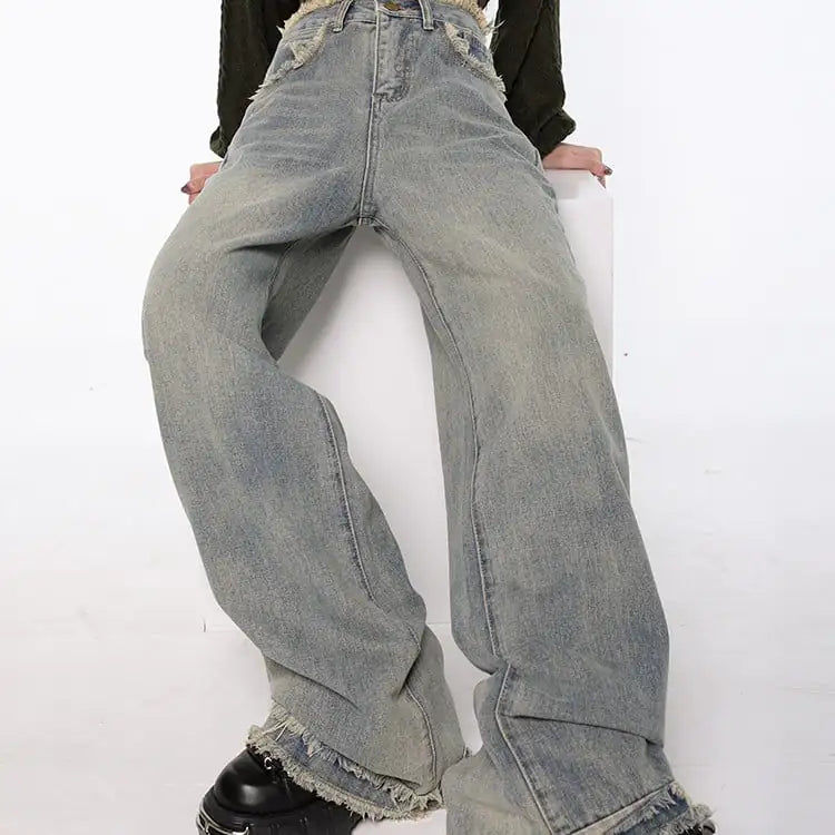 American High Waist Straight Leg Jeans for Women