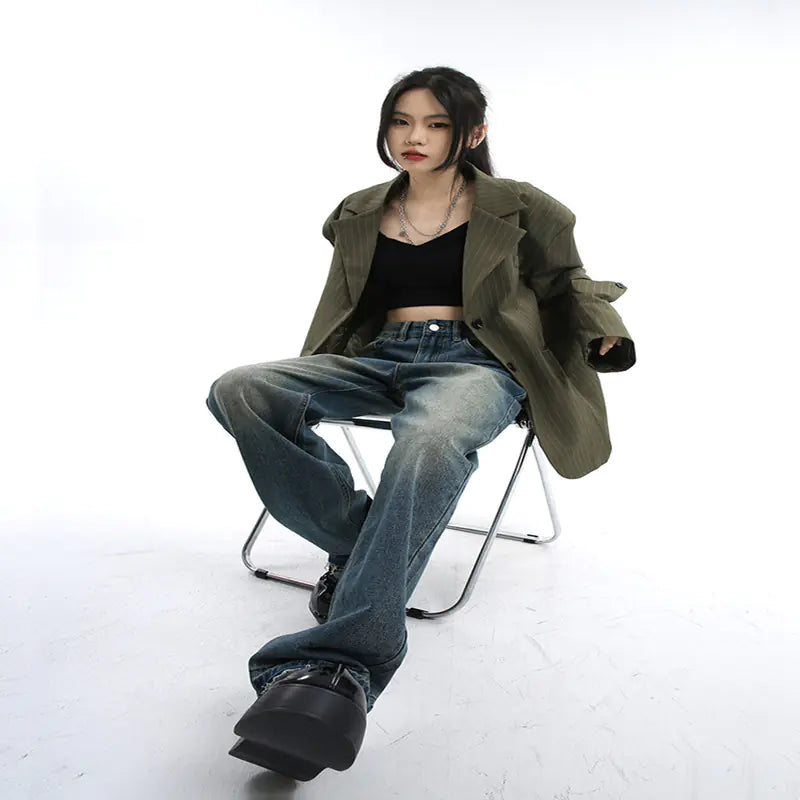 High Waisted Retro Straight Leg Jeans for Women