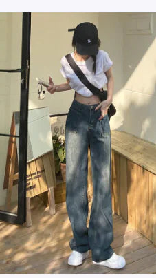 American Retro High Waist Jeans for Women