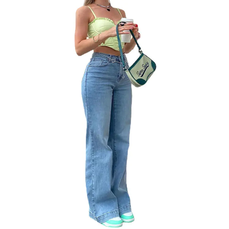 Mid-Rise Blue Bootcut Jeans for Women