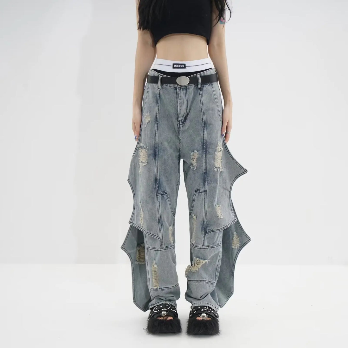 Washed Loose Straight Jeans for Men and Women