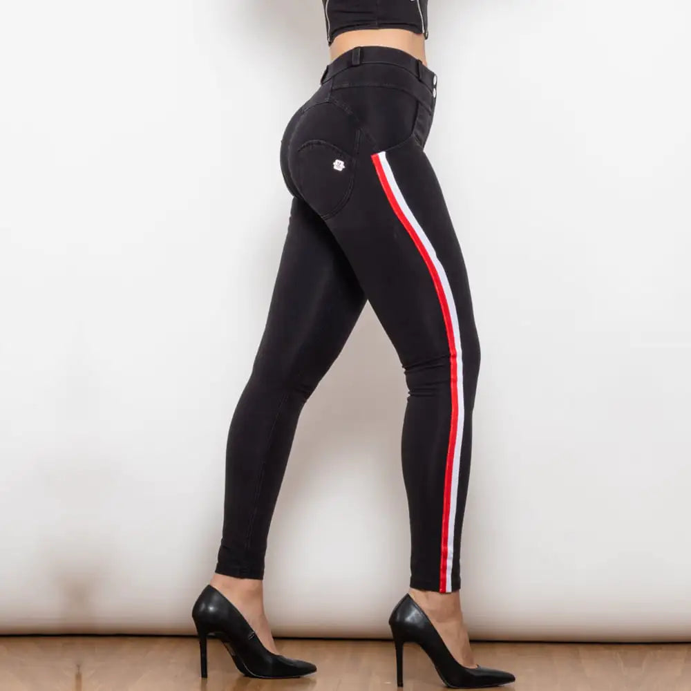 Shascullfites Melody Black Jeans with Stripe for Women
