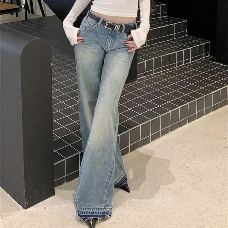 American Retro Low Waist Loose Jeans for Women