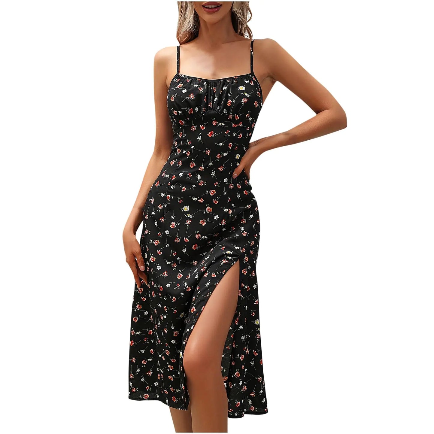 Clearance Items for Women Dresses for Women 2024 Polka Dots Print Boho Dresses Casual Summer Midi Dress A Line Tiered Ruffle Flowy Dress