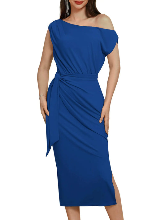 GRACE KARIN Blue Dresses for Women 2024 Formal Cocktail Party Tie Bodycon Midi Dresses XL