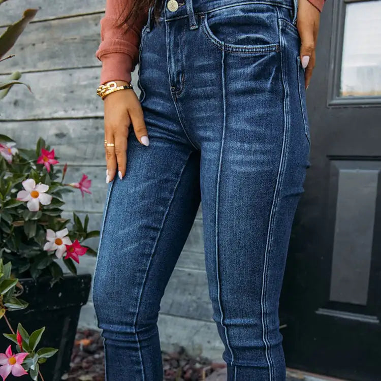 Fashionable Slim-fit Washed Jeans for Women