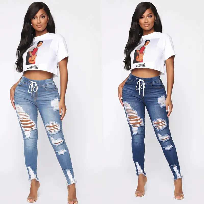 Fashionable Stretch Ripped Skinny Jeans for Women