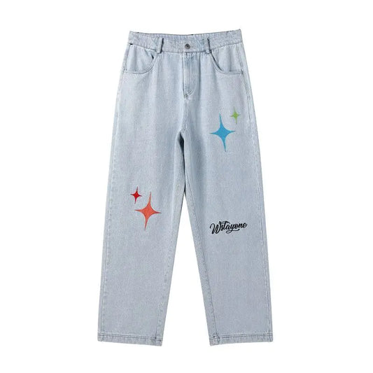 Embroidered High Street Hip-hop Jeans for Women