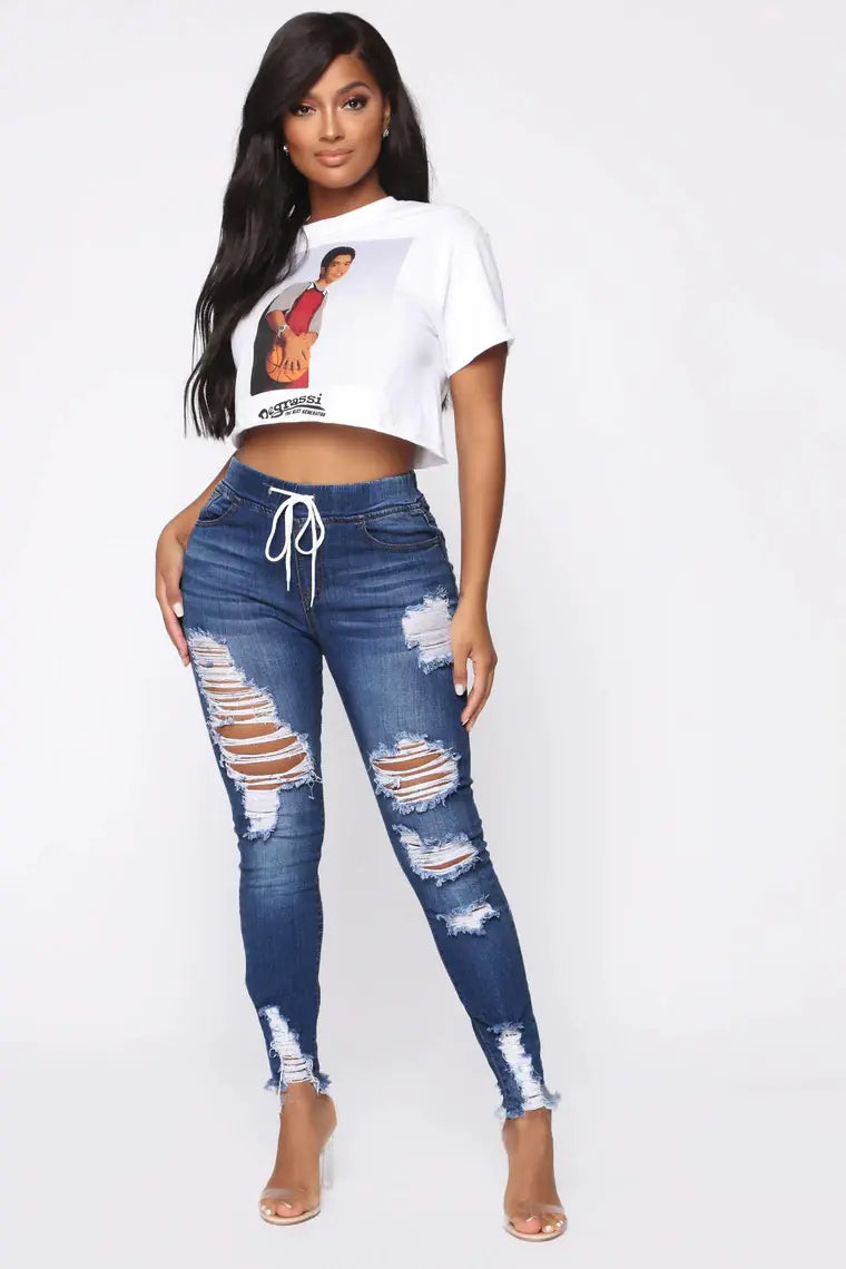 Fashionable Stretch Ripped Skinny Jeans for Women
