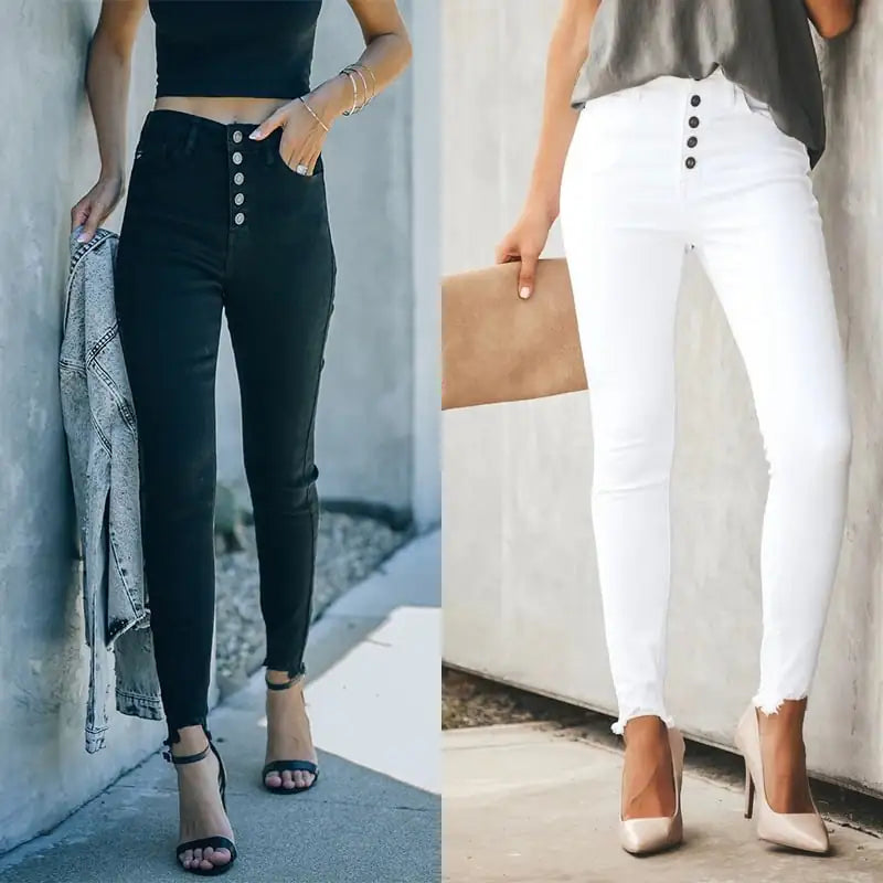 Solid Color Stretch Jeans for Women - European & American