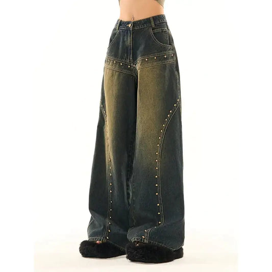Vintage Blue Low Waist Jeans for Women