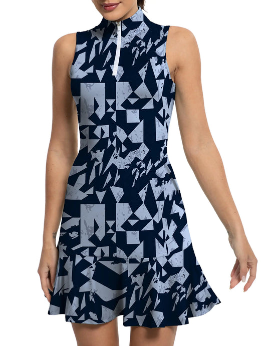 GGOV Tennis Dress for Women Golf Dresses with Shorts Inner Pocket Sleeveless Zip Up Stand Collar Workout Athletic Dresses