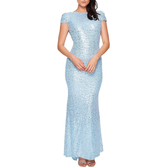 Wedding Guest Dresses for Women Women Sexy Sequin Dresses V Neck Mesh Long Sleeve Bodycon Dress 2023 Trendy Party Night Out Club Midi Dress Womens Fall Dresses(Z31-Light Blue XL)