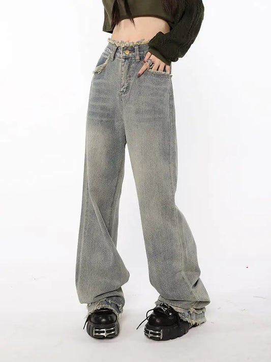 American High Waist Straight Leg Jeans for Women