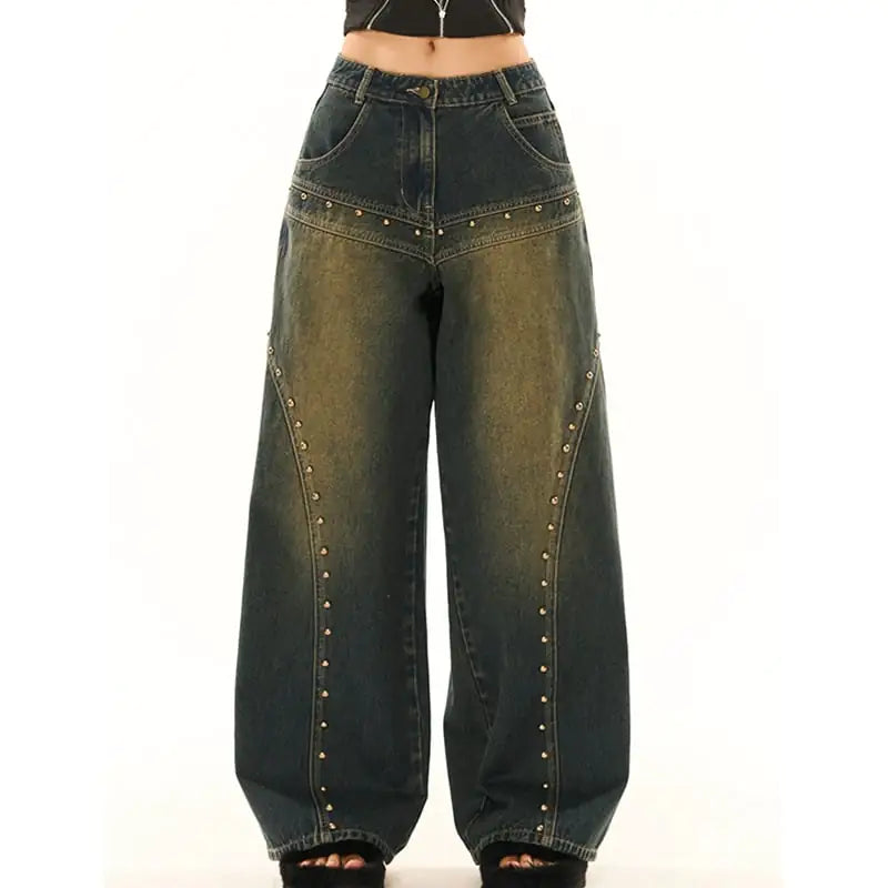 Vintage Blue Low Waist Jeans for Women