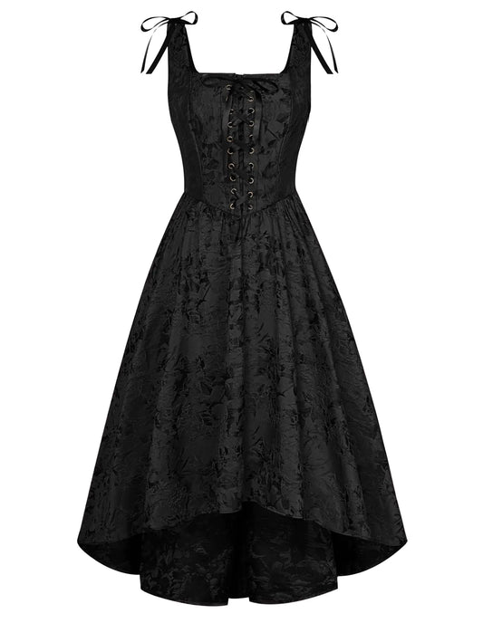 Scarlet Darkness Renaissance Costume Women Jacquard Victorian Gothic Dresses Black Jacquard Size 12