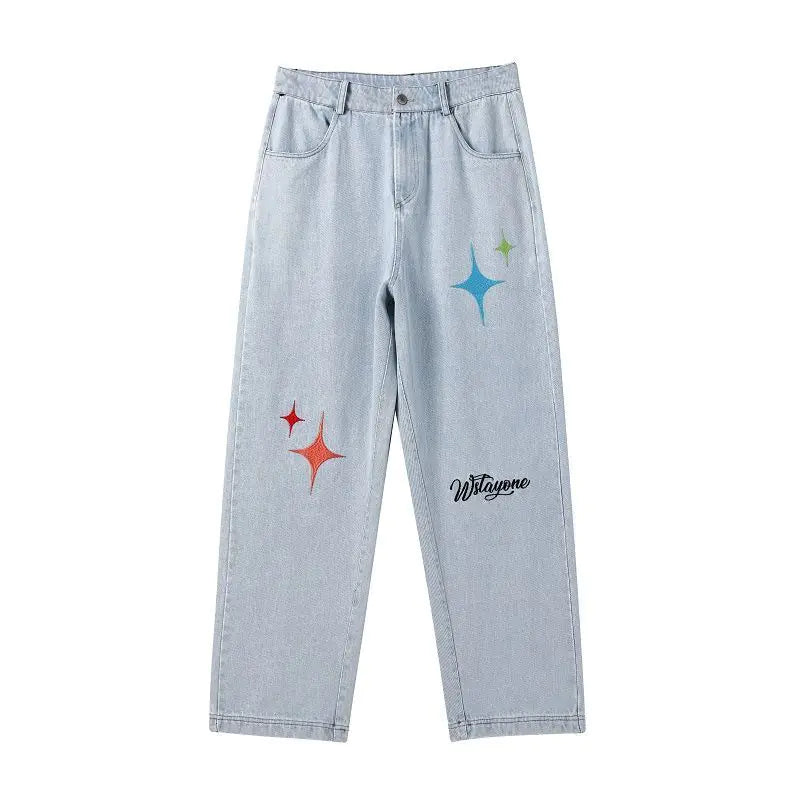 Embroidered High Street Hip-hop Jeans for Women