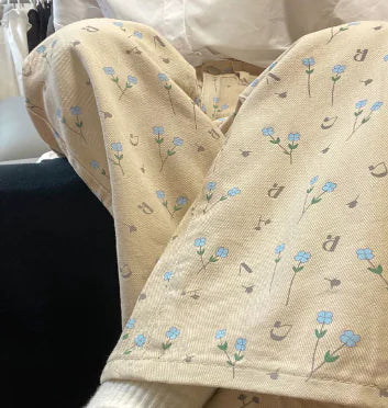 Apricot Floral Wide-Leg Jeans for Women