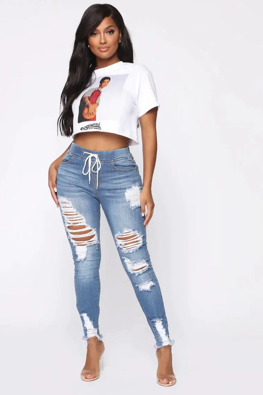 Fashionable Stretch Ripped Skinny Jeans for Women