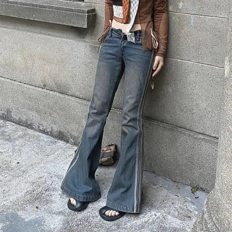 Vintage Striped High Street Jeans for Women